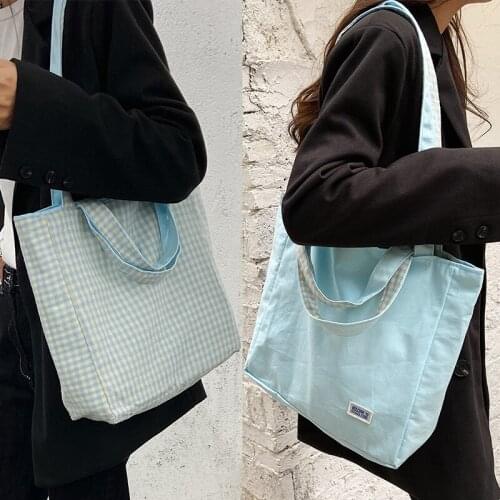 Women Big Canvas Shopping Bag Reusable Big Capacity Tote Shoulder Bag Shopper Handbag Pouch Girls Casual Letter Design Book Bag