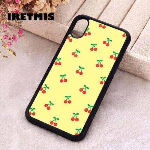Iretmis 5 5S SE 2020 Phone Cover Case for iPhone 6 6S 7 8 Plus X Xs XR 11 12 Mini Pro Max Rubber Silicone Cherrie Yellow