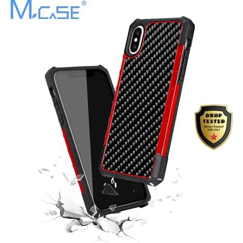 Mcase Business Real Carbon Fiber Case for iPhone X XS Case Shockproof Cover Luxury Soft TPU Anti-Shock for iPhone 7 8 7Plus8Plus