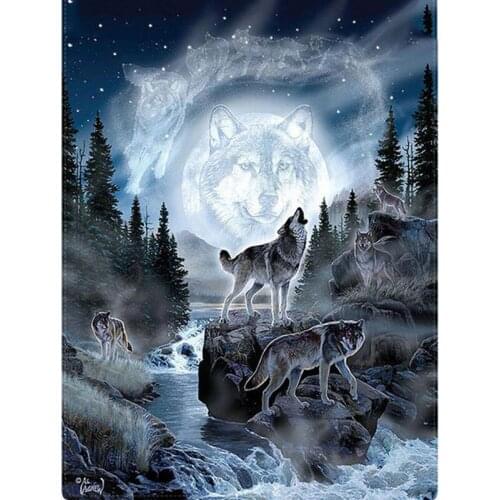Diy diamond mosaic paint on canvas 3d diamond painting cross stitch kit diamond embroidery animal wolfs picture Craft gift