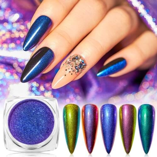 Holographic Chameleon Nail Glitter Set Powder Nail Art Pigment DIY Flake Nail Art Decorations Dust Gel Manicure Pigment
