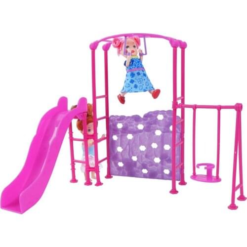 Cute 1 Set Doll Accessories Plastic Nursery Slide Swing Dollhouse Mini Furniture for 4 Inch Doll Kids Toy
