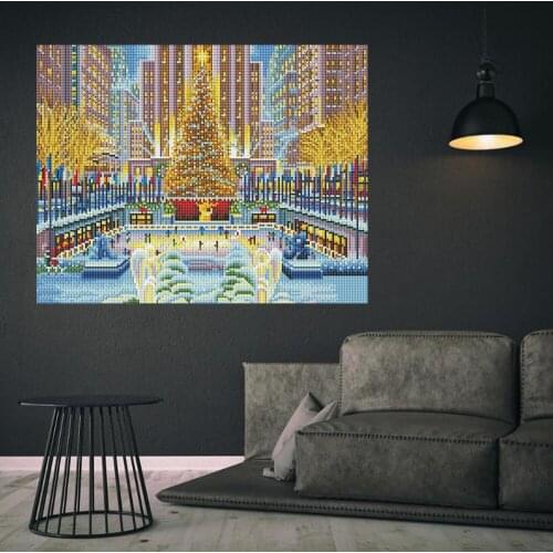 HUACAN Diamond Painting Landscape LED Light Diamond Embroidery Full Kit Diamond Mosaic Art With Frame Christmas Decoration