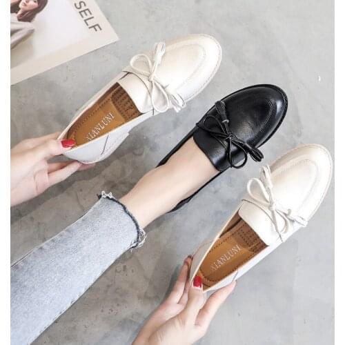 Flat Keel Thin Shoes Womens Retro British Shoes Womens Korean-Style All-match Loafers Oxford Shoes for Women Womans Shoes