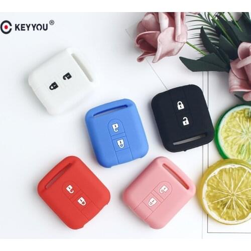 KEYYOU Remote Car Silicone Key Case For Nissan Qashqai Micra Navara Almera Note 350Z Pathfinder Key Fob Rubber Cover 2 Buttons