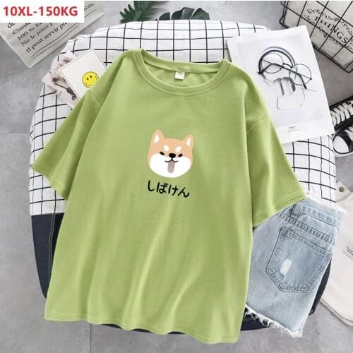 Summer funny dog t-shirts women plus size short sleeve cartoon tees oversize 8XL 10XL home loose cotton soft tops 62 56 60 150KG