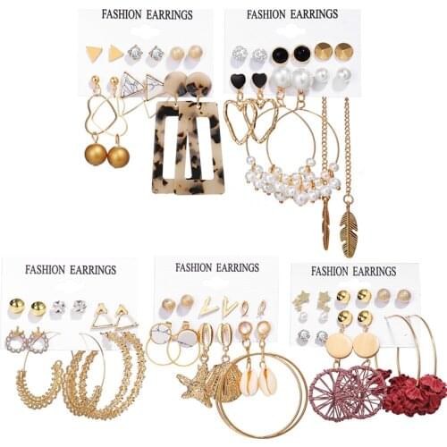 LIMARIO Vintage Tassel Acrylic Earrings For Women Bohemian Earrings Set Big Dangle Drop Earring Brincos Female Fashion Jewelry