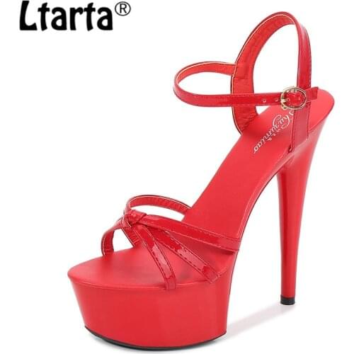 LTARTA Spring Summer Catwalk Artifact Model Snow Womens Sandals Sexy Platform 15cm HighHeels Sandals for Sexy Ladie LFD-8661-12