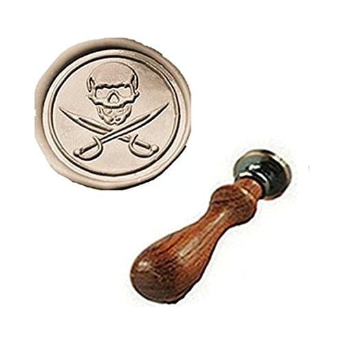 MDLG Vintage Skull Cross Sword Custom Picture Logo Wedding Invitation Wax Seal Sealing Stamp Rosewood Handle Set