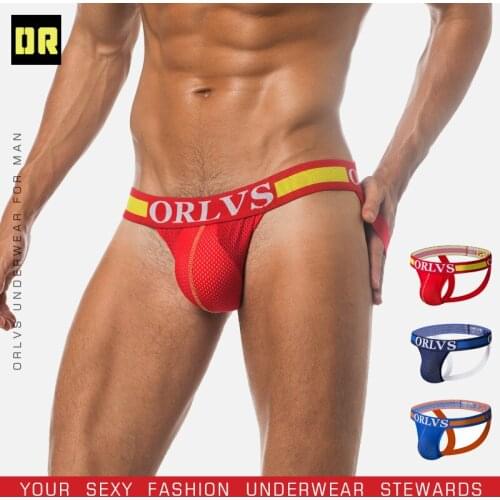 Orlvs trendy brand shopee mesh thong mens fun sexy double thong underwear wholesale or115