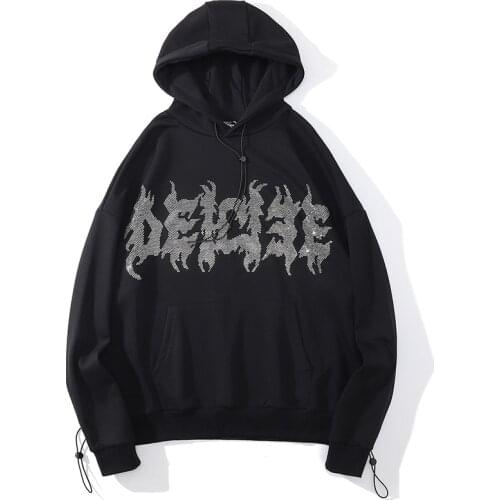 Men Hip Hop Streetwear Hoodie Sweatshirt Dark Style Letter Print Pullover 2021 Autumn Harajuku Cotton Casual Hooded Hoodie Top