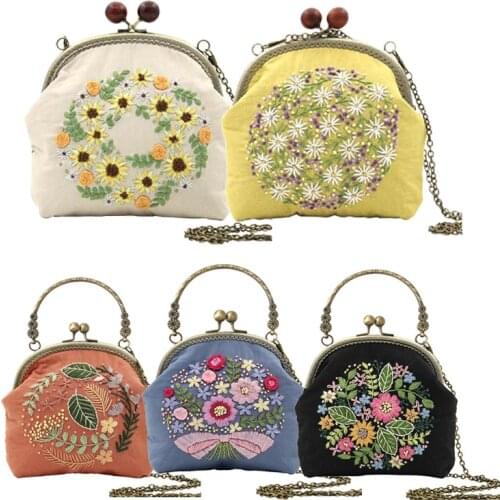 DIY Embroidery Kit of Portable Bag Wallet Needlework Pattern Printed Cross Stitch Handcraft Set Handmade Sewing Art Craft
