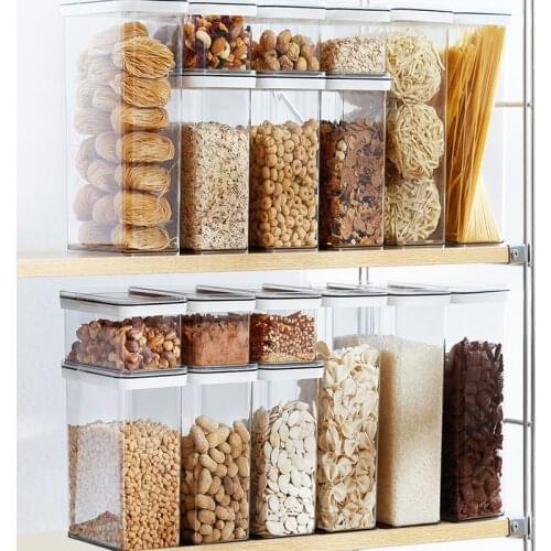 Kitchen Big Capacity Plastic Sealed Cans Kitchen Storage Box Transparent Food Canister Keep Fresh Clear Container Organizer