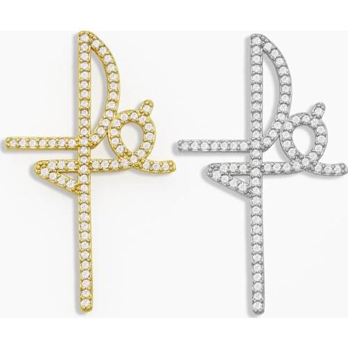 OCESRIO DIY Gold Big Cross Pendant For Women Jewelry CZ For Jewelry Components Necklace Pendant pdta0133