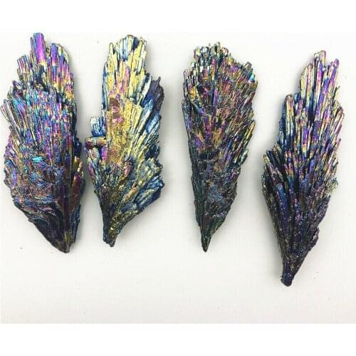 Drop Shipping 1PC 50-80g Rainbow Titanium Black Tourmaline Aura Quartz Crystal Peacock Tail Crafts Natural Stones and Crystals