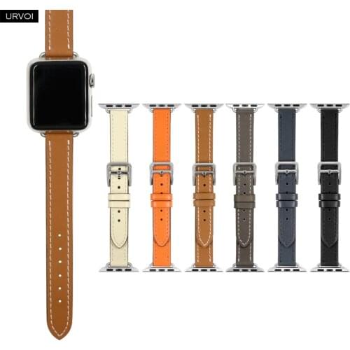 URVOI Single tour for Apple Watch band series 6 SE 5 4 3 2 1 genuine leather slim new design adapter Handmade strap for iWatch