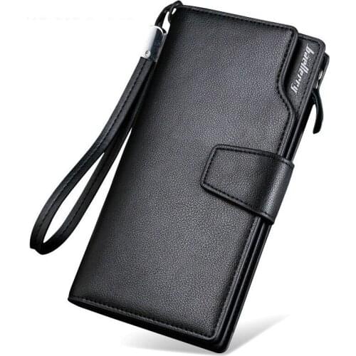 Luxury brand mens hand wallet, mens long wallet, casual multifunctional PU leather zipper wallet, mens business wallet