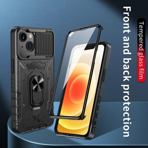 Luxury Shockproof Camera Lens Protection Armor Slide PC Mobile Phone Case For iPhone 13 12 Pro Max Smartphone Back Cover Fundas