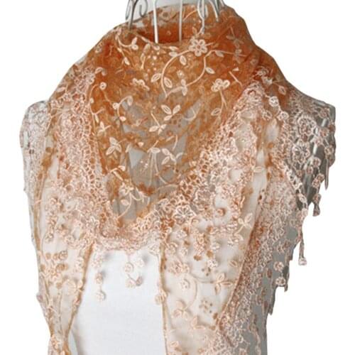 Scarf Women Tassel Scarf Women Lace Tassel Rose Floral Hollow Scarves Shawl Lady Wraps Polyester Nylon High quality Scarf Women