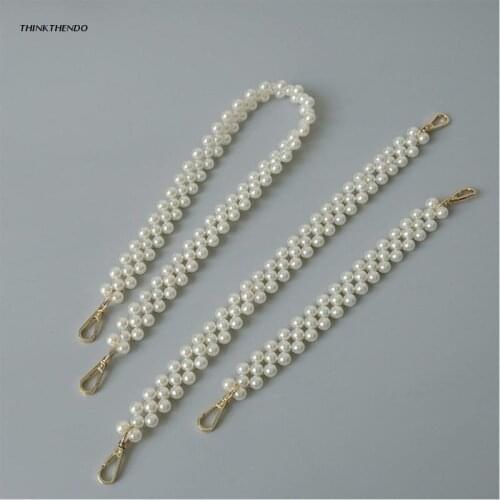 Imitation Pearl Bead Handle Strap Replacement Bag Chain Accessories Women Handbag Purse Bags Clutch Chains with Buckles