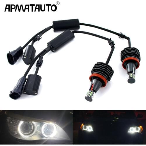 2pcs 120W H8 LED Angel Eyes Halo Ring Lights For BMW E60 E61 E71 E70 LCI E90 E91 X5 Angel Eye Headlight LED Car Headlamps