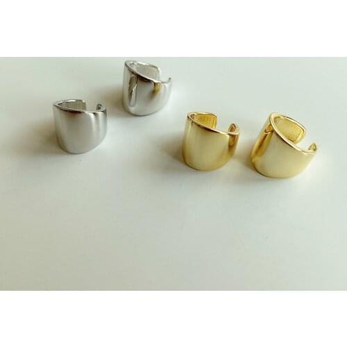 ONLY 1PC (No pierced) 925 Sterling silver White/ Gold Simple Smooth Geometric CLIP Earrings Fine jEWELRY TLE1172