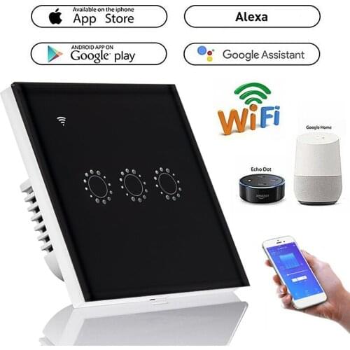 EU EWelink Smart Switch Panel WiFi Smart Switch 3 Gang Wall Light Touch Switch App Remote Control Work With Alexa Google Home