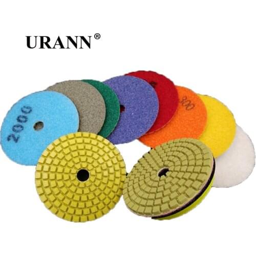 URANN 1pcs 3" 4" Dry polishing pad Sharp type Flexible diamond polishing pad For Granite Marble Stone Sanding Disc