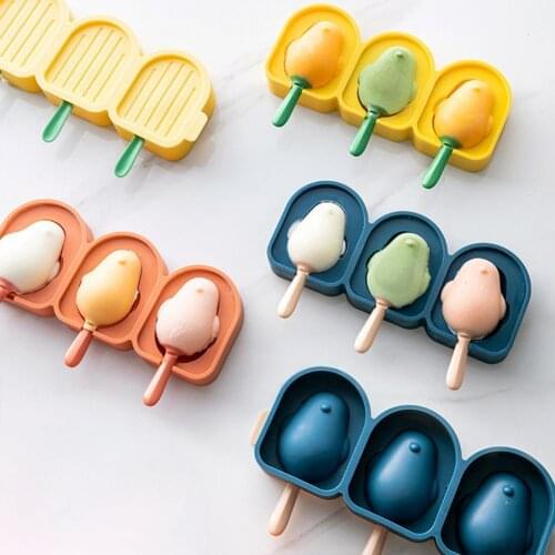 Cute Bird Shape Ice Making Mold Healthy 3 Grids Silicone Ice-lolly Mould DIY Jelly Dessert Form Making Mould Kitchen Accessories