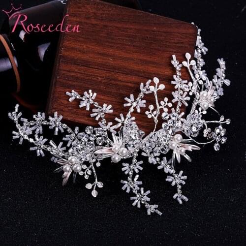 Wedding Hair Jewelry Flower Leaf Headband Pearl Bridal Hair Accessories Ornaments Women RE3579