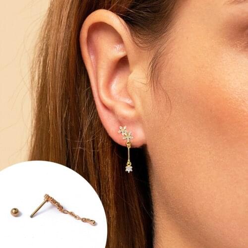 1Pcs Mini Small Cute Zircon Stainless Steel Flowers CZ Stud Earrings for Women Piercing Earings Jewelry Pendientes