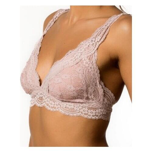 Womens Pink Bralet Casual Stylish Lace Detail Sports Bra