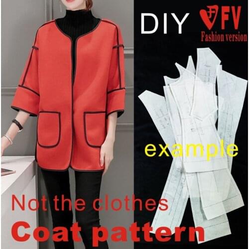 Womens knitted coat pattern sewing drawing 1:1 garment pattern BFY-193