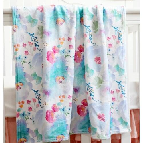 Winter Warm Baby Plush Fleece Throw&Receiving Blankets for Nursery Crib,Stroller,Toddler Bed,Carseat(Dreamy Purple Floral)