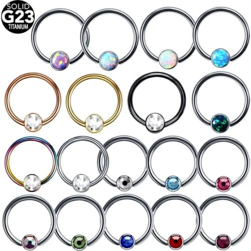 1PC G23 Titanium Opal Captive Bead Ring 4mm Crystal Ball Ear Nose Hoop Nostril Septum Helix Cartilage Body Piercing Jewelry
