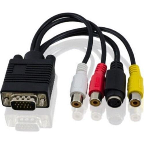 10pcs VGA SVGA To S-Video 3 RCA AV TV Out Cable Adapters Converter PC Computer Laptops