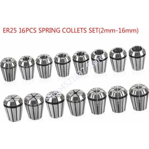 16PCS/LOT ER25 SPRING COLLETS SET 2-16mm ER25 Collet