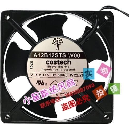 Costech A12B12STS W00 AC 115V 20W 120x120x38mm 2-Wire Server Cooling Fan