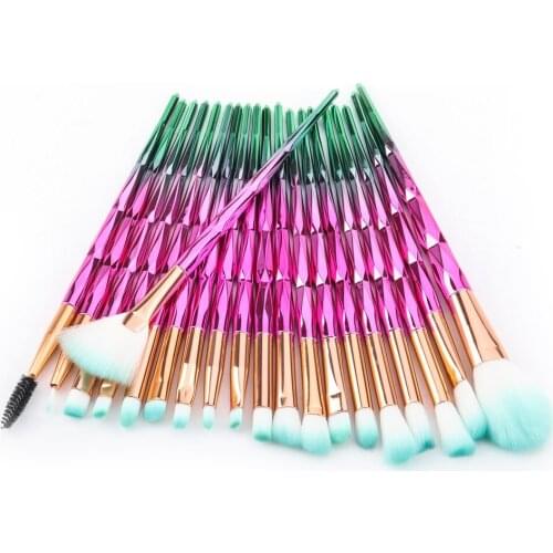 20Pcs Diamond Transparent Makeup Brush Set Powder Foundation Blush Blending Eye Shadow Lip Cosmetic Beauty Pincel Maquiagem