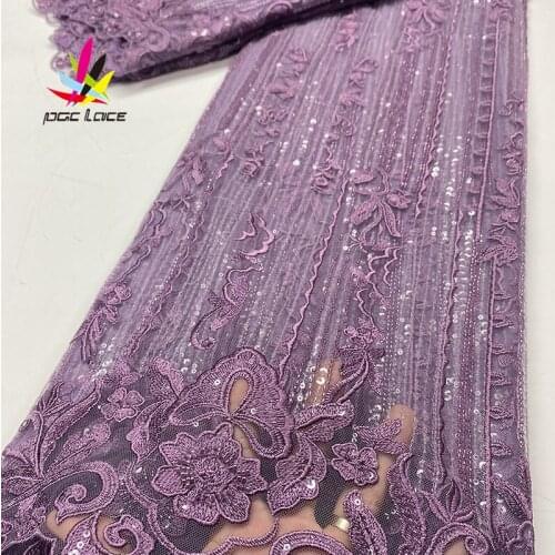 2020 Hot Sale French Net Lace Fabric 3D fFower African Tulle Mesh Lace Fabric High Quality African Handmade Beads