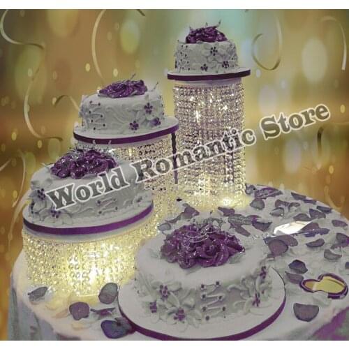 3pcs Acrylic Wedding Banquet Cake display Party cake holders circle clear cake stand crystal centerpiece