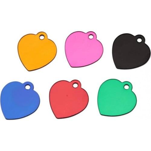50 Pcs/Lot Pet ID Tags ,Colorful Heart Shape Anodized Aluminum Stamping Blanks Discs for Craft Pendant