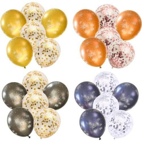 6 Pieces 12'' Wedding Birthday Balloons Confetti Latex Balloons Party Decoration