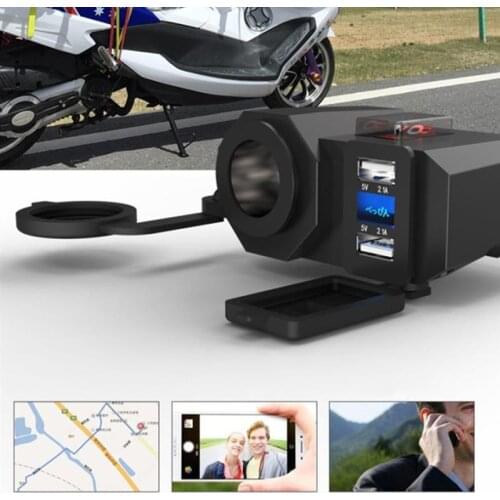 5V 4.2A Adapter Power Supply Dual USB Port Cigarette Lighter Socket with Digital Display 12V Motorcycle Handlebar Phone Charger