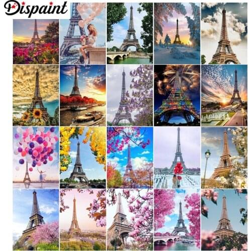 Dispaint Diamond Painting Cross Stitch "Eiffel Tower scenery"Full Square Round Diy 5d Diamond Embroidery Picture Rhinestone Art