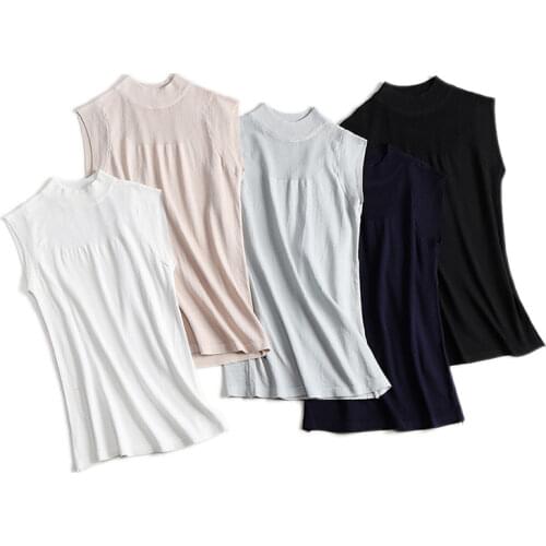 AOSSVIAO Summer Knit Top 2021 New Thin Ice Silk Mesh Ladies Tank Top Elasticity Sleeveless Women Tops White Black Gray Pink