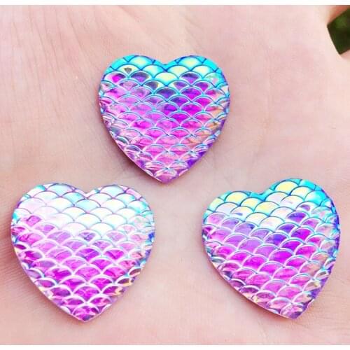 Free Shipping 25mm 12pcs Multi AB Color Snake Scale Flatback Resin Heart Stone Beads,Rhinestone button For DIY