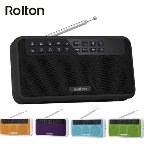 Wireless Bluetooth Speaker Rolton E500 6W HiFi Stereo Music Player Portable Digital FM Radio Flashlight LED Display Mic