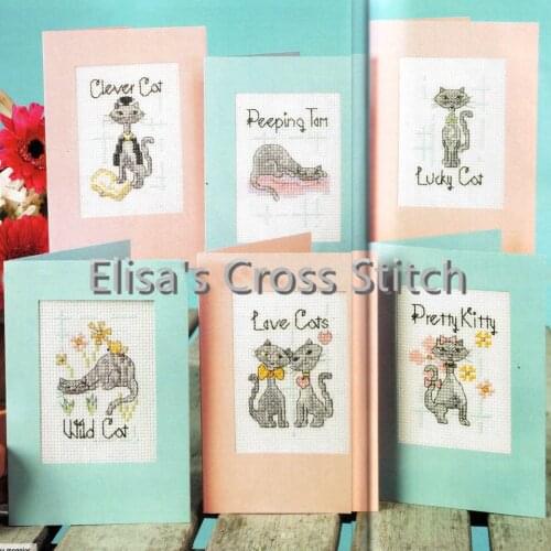 CD241 14ct DIY Invitation Greeting Card Special Popular Full Set CrossStitch Greeting Card Birthday Christmas Cat Tom