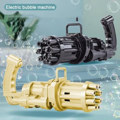 Kids Bath Toys Automatic Gatling Bubble Gun Small Plastic Electric Bubble Gum Machine Popular Summer Soap Water Bubble Machine